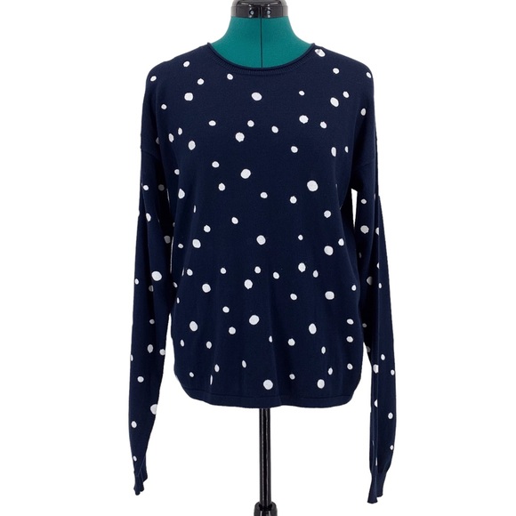 Bench NWT Navy with White Polka Dots Long Sleeve Crew Neck Cotton Sweater, 16 - Picture 3 of 16